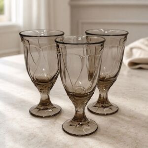 Noritake Sweet Swirl Tawny Brown Iced Tea Goblets Set of 3 Discontinued Vintage